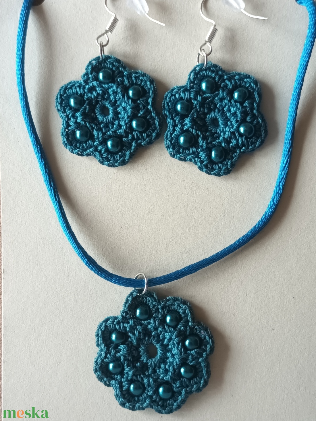 Gerbera  ékszergarnitúra tengerkék  - ékszer - ékszerszett - Meska.hu
