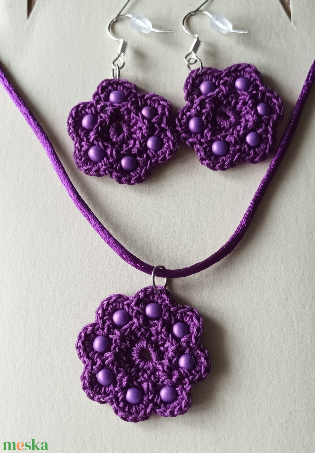 Gerbera  ékszergarnitúra lila - ékszer - ékszerszett - Meska.hu