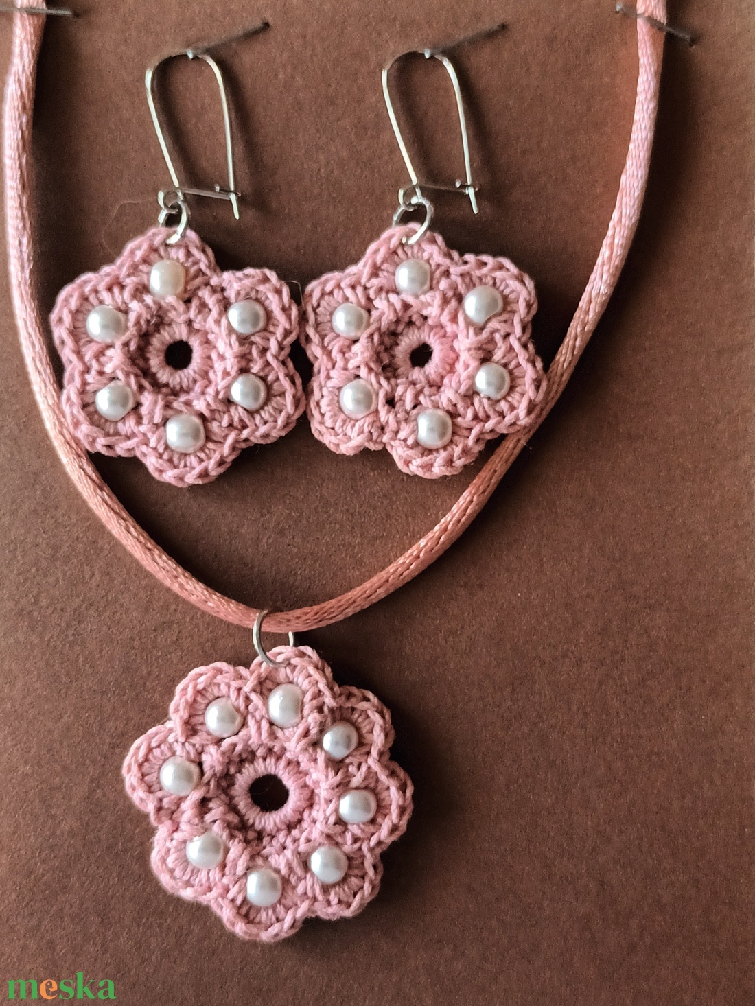 Gerbera  ékszergarnitúra lazac  - ékszer - ékszerszett - Meska.hu