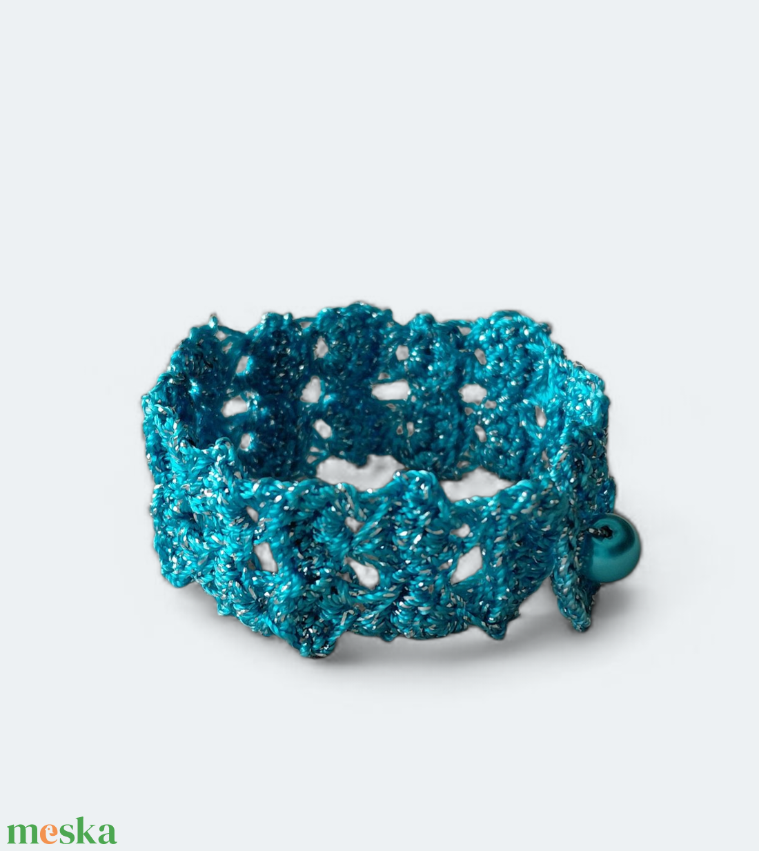 Csipke karkötő 2 soros türkiz   - ékszer - karkötő - fonott karkötő - Meska.hu