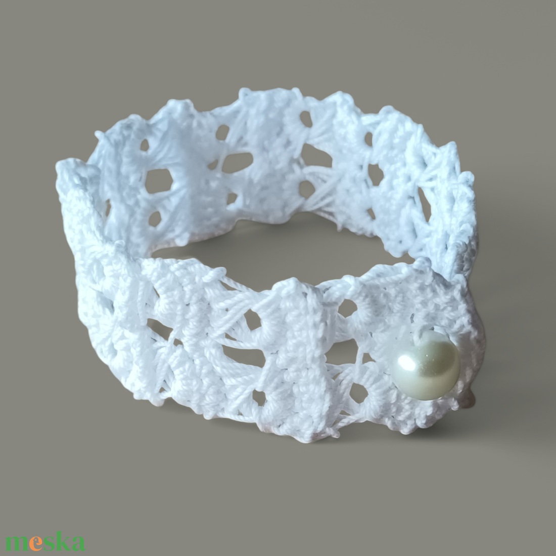 Csipke karkötő 2 soros fehér  - ékszer - karkötő - fonott karkötő - Meska.hu