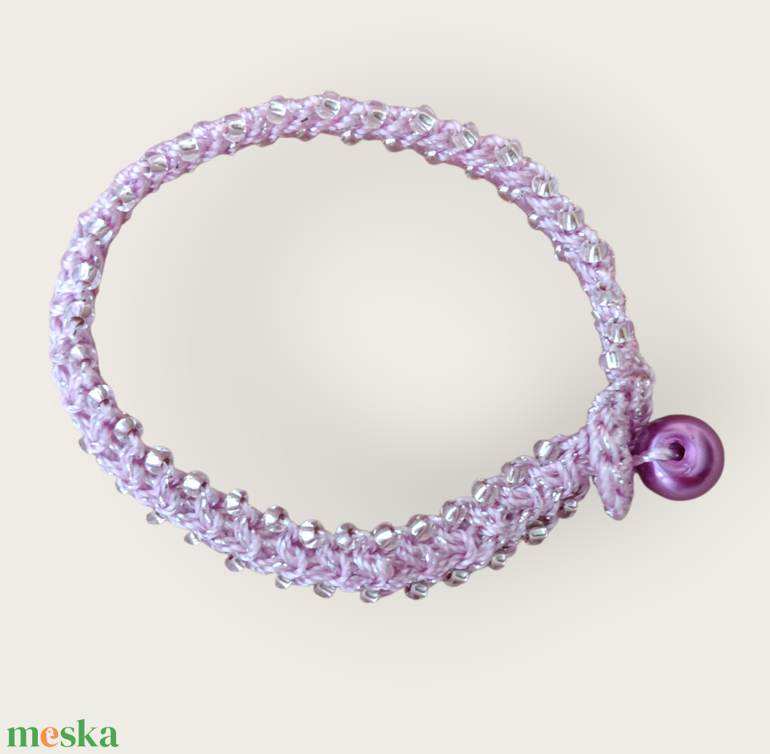 Zsinór karkötő lila - ékszer - karkötő - gyöngyös karkötő - Meska.hu