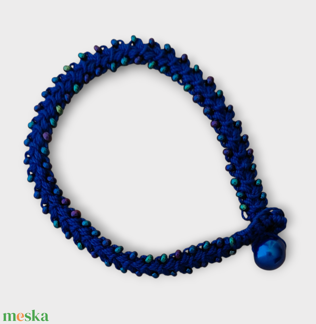 Zsinór karkötő királykék  - ékszer - karkötő - gyöngyös karkötő - Meska.hu