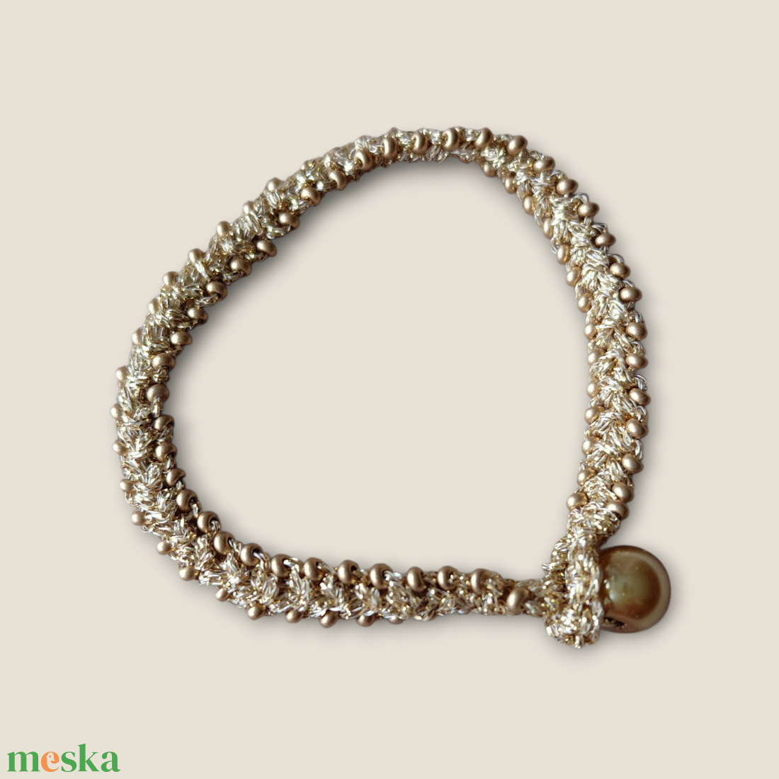 Zsinór karkötő arany - ékszer - karkötő - gyöngyös karkötő - Meska.hu