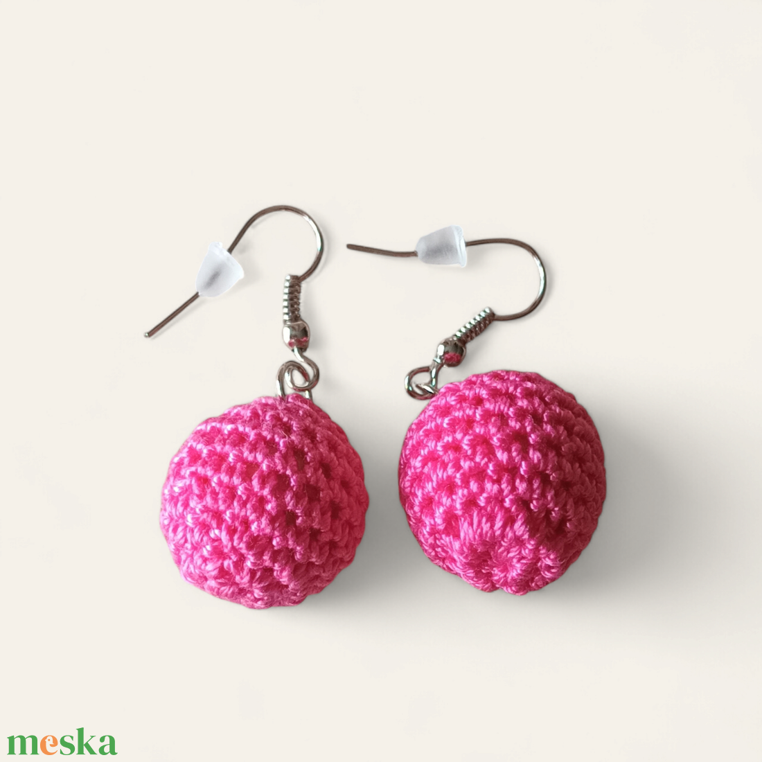 Golyó fülbevaló pink  - ékszer - fülbevaló - lógó fülbevaló - Meska.hu