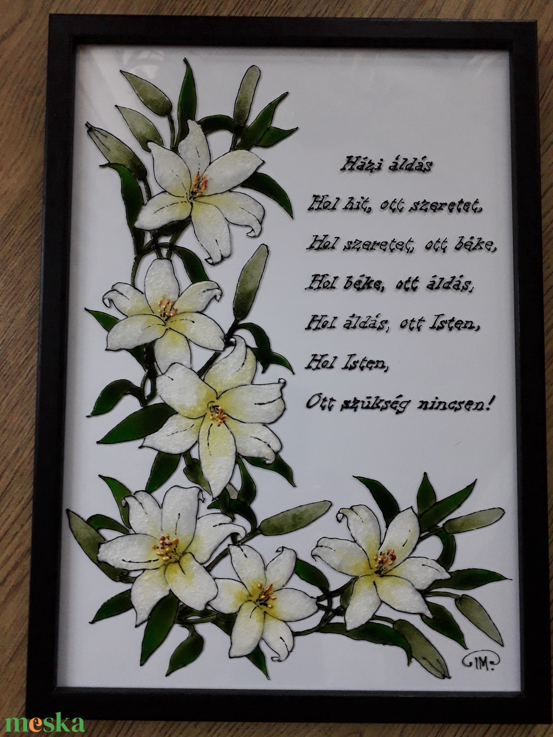 Liliomos Házi áldás - művészet - festmény - üvegfestmény - Meska.hu Liliomos Házi áldás - művészet - festmény - üvegfestmény - Meska.hu