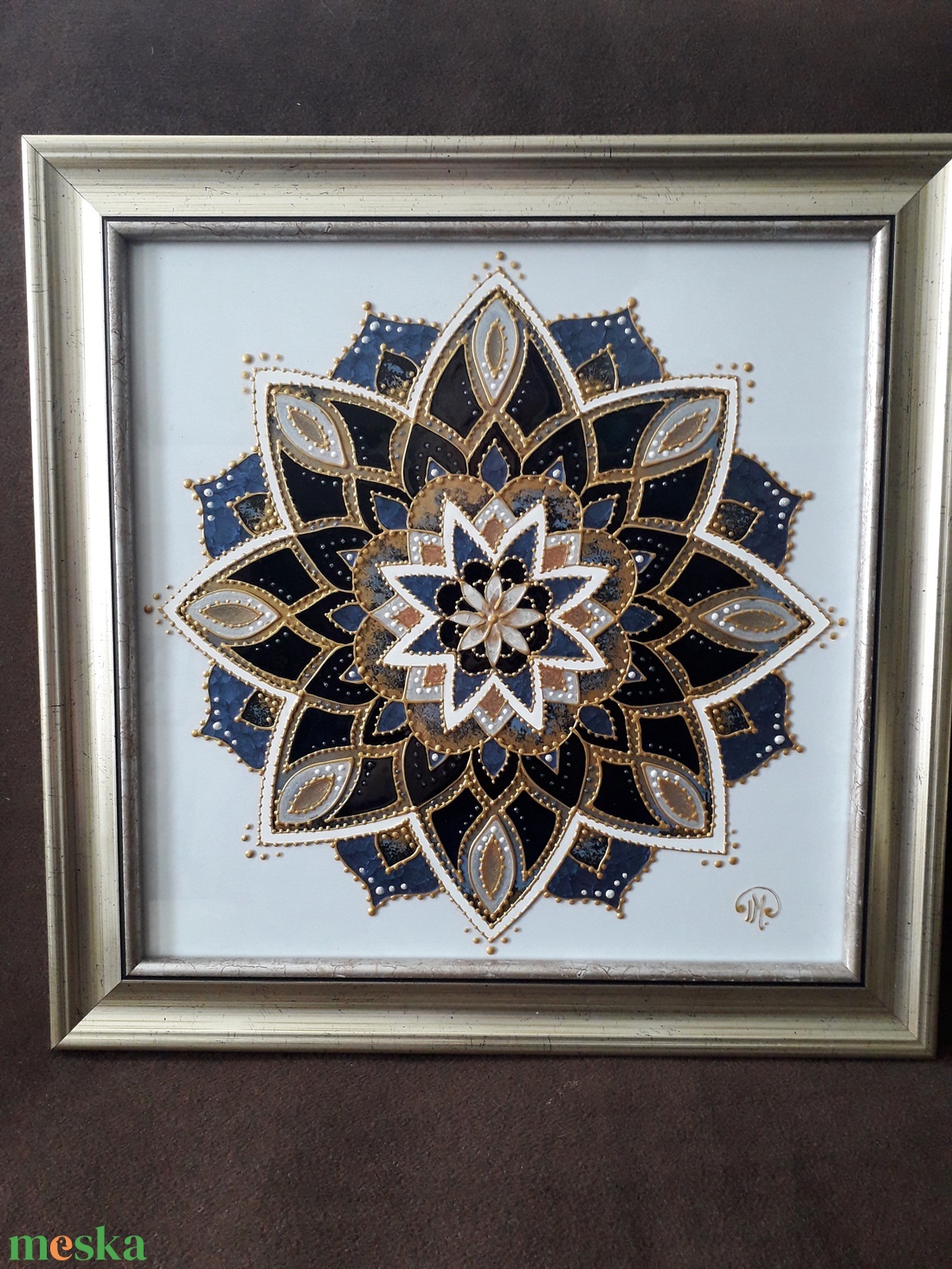 Kék-arany mandala - művészet - festmény - üvegfestmény - Meska.hu Kék-arany mandala - művészet - festmény - üvegfestmény - Meska.hu