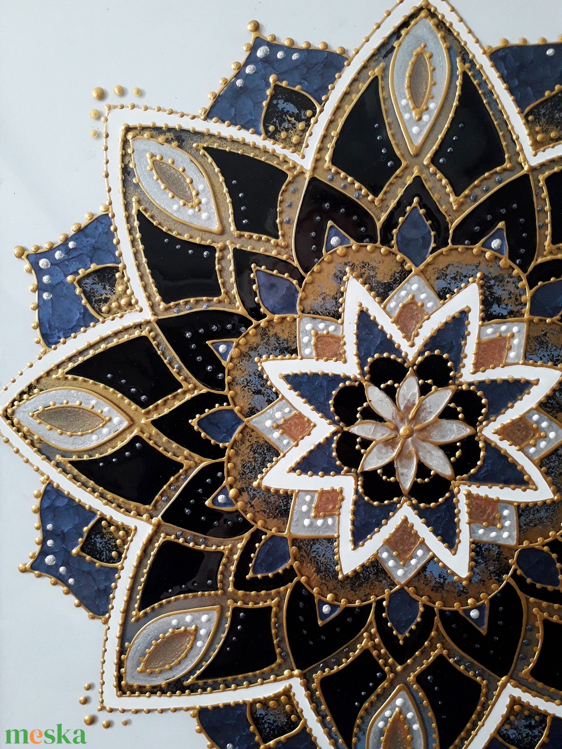 Kék-arany mandala - művészet - festmény - üvegfestmény - Meska.hu Kék-arany mandala - művészet - festmény - üvegfestmény - Meska.hu