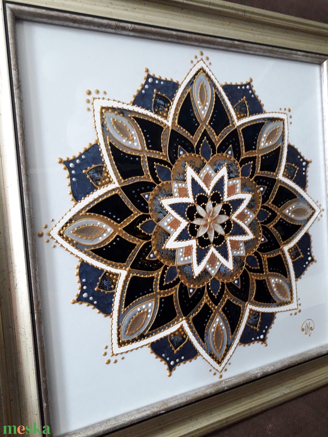 Kék-arany mandala - művészet - festmény - üvegfestmény - Meska.hu Kék-arany mandala - művészet - festmény - üvegfestmény - Meska.hu