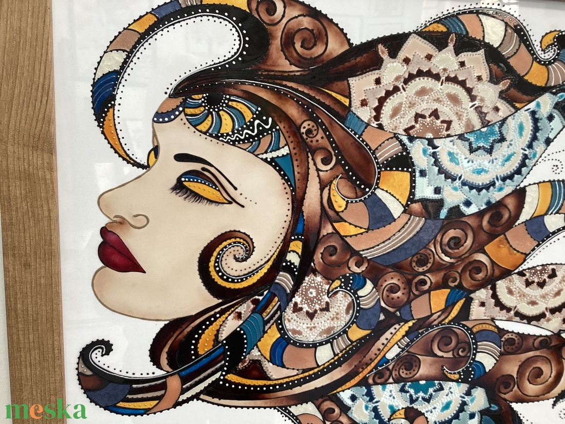 Mandalás hölgy - otthon & életmód - dekoráció - kép & falikép - üvegkép - Meska.hu