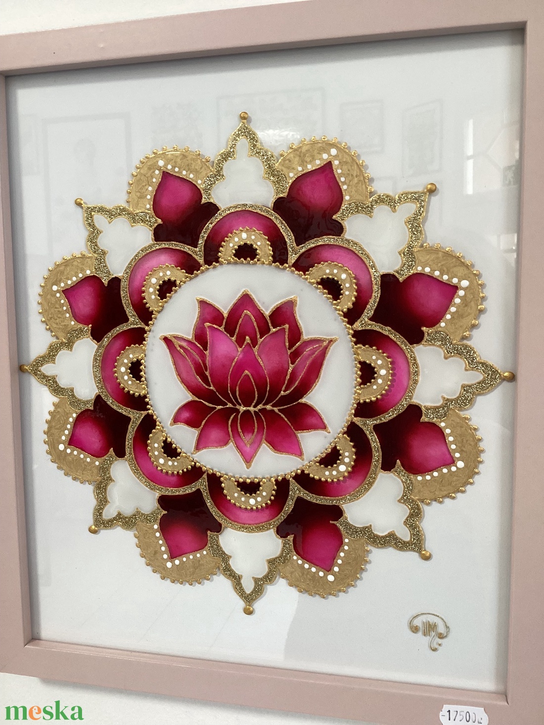 Lótuszos mandala üvegfestmény - otthon & életmód - dekoráció - kép & falikép - üvegkép - Meska.hu