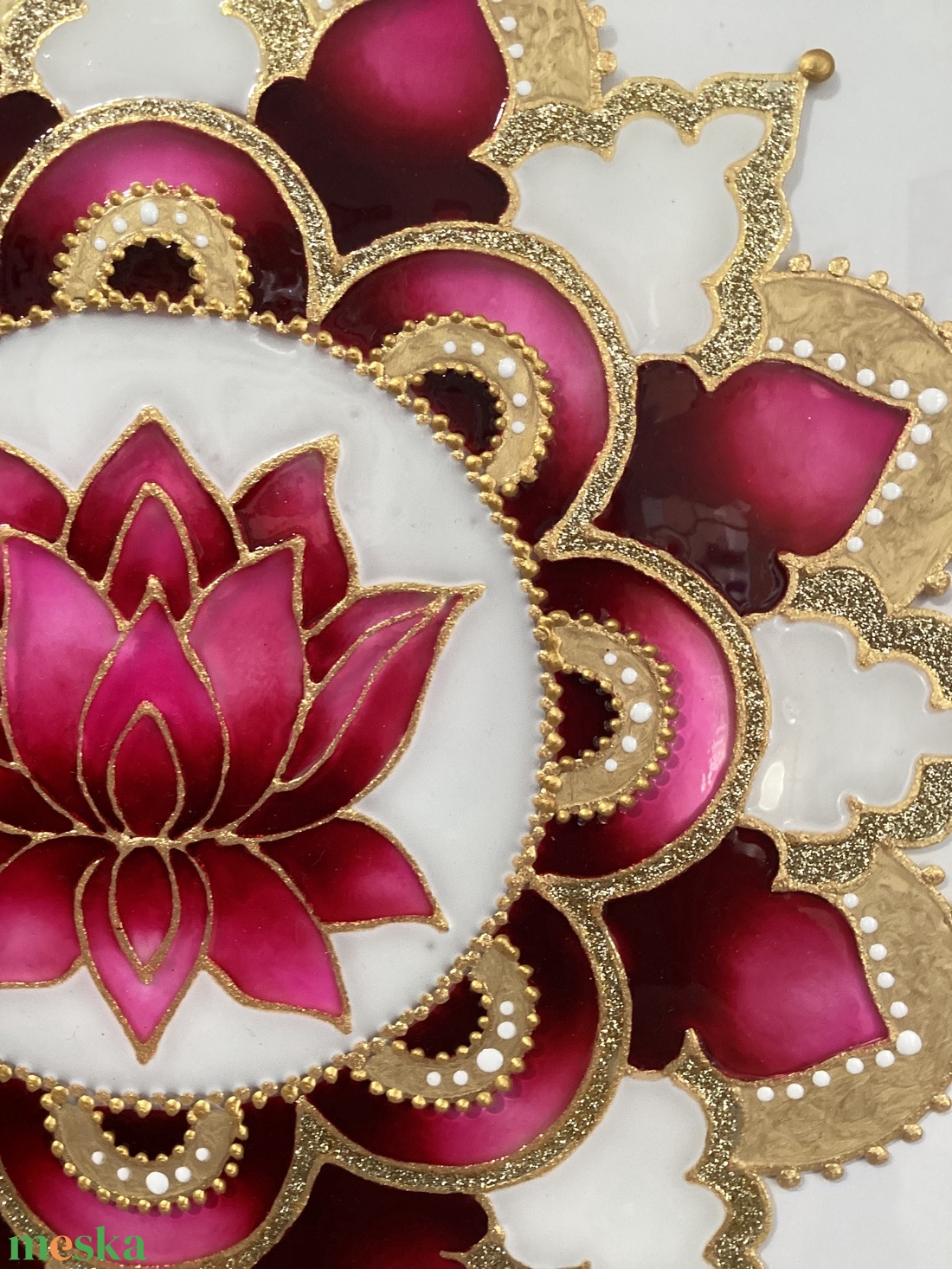 Lótuszos mandala üvegfestmény - otthon & életmód - dekoráció - kép & falikép - üvegkép - Meska.hu