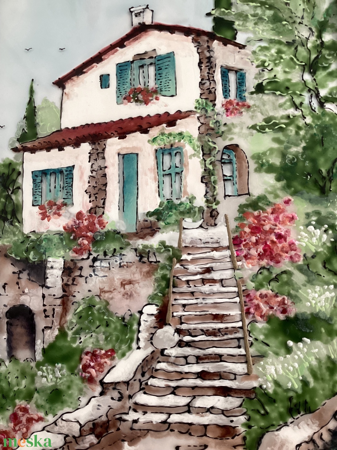 Mediterrán üvegfestmény - otthon & életmód - dekoráció - kép & falikép - üvegkép - Meska.hu