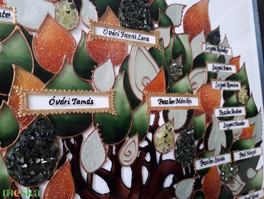 Kedvenc családfám üvegfestmény - otthon & életmód - dekoráció - kép & falikép - üvegkép - Meska.hu