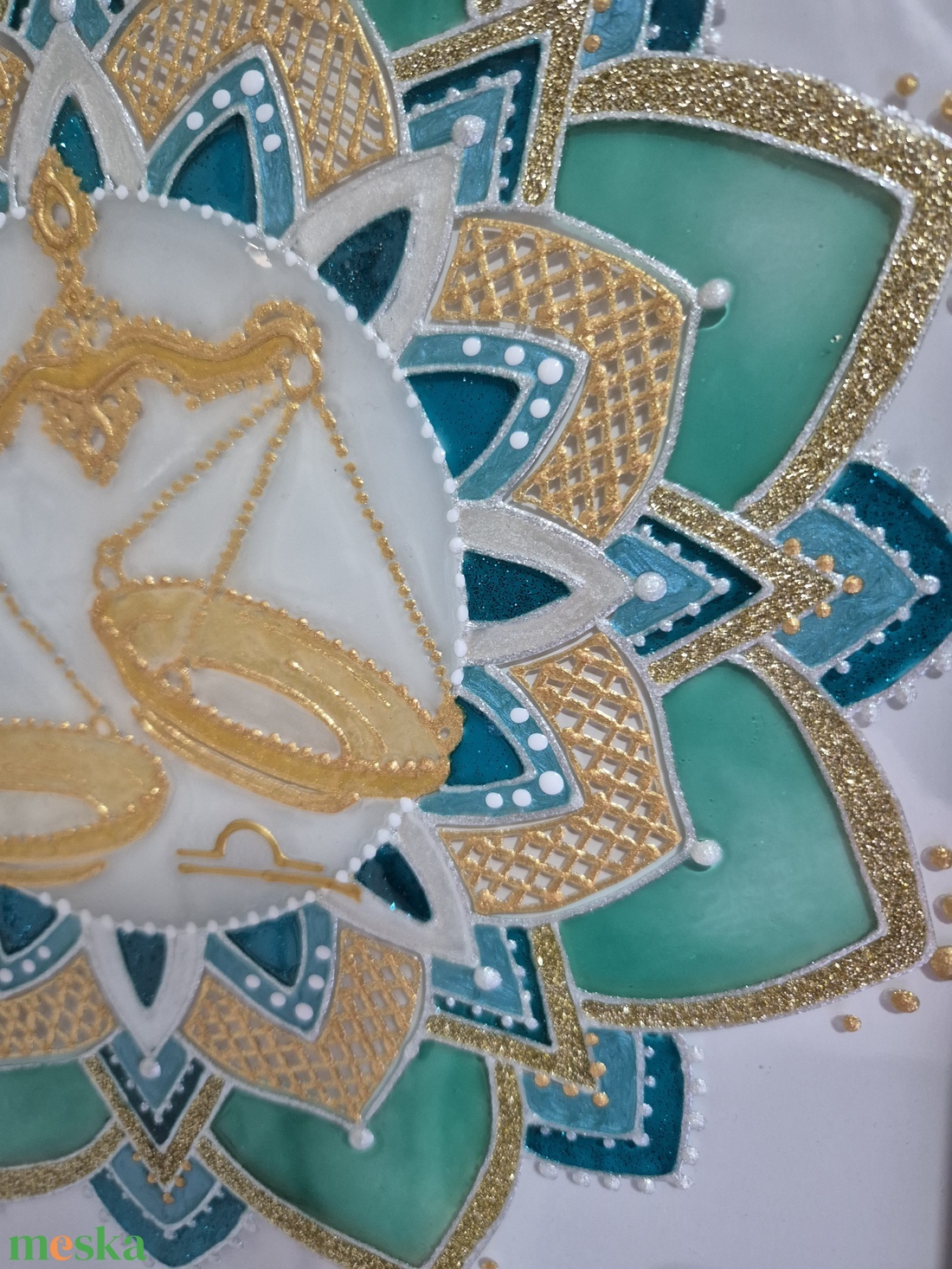 Mérleg mandala üvegfestmény - otthon & életmód - dekoráció - kép & falikép - üvegkép - Meska.hu