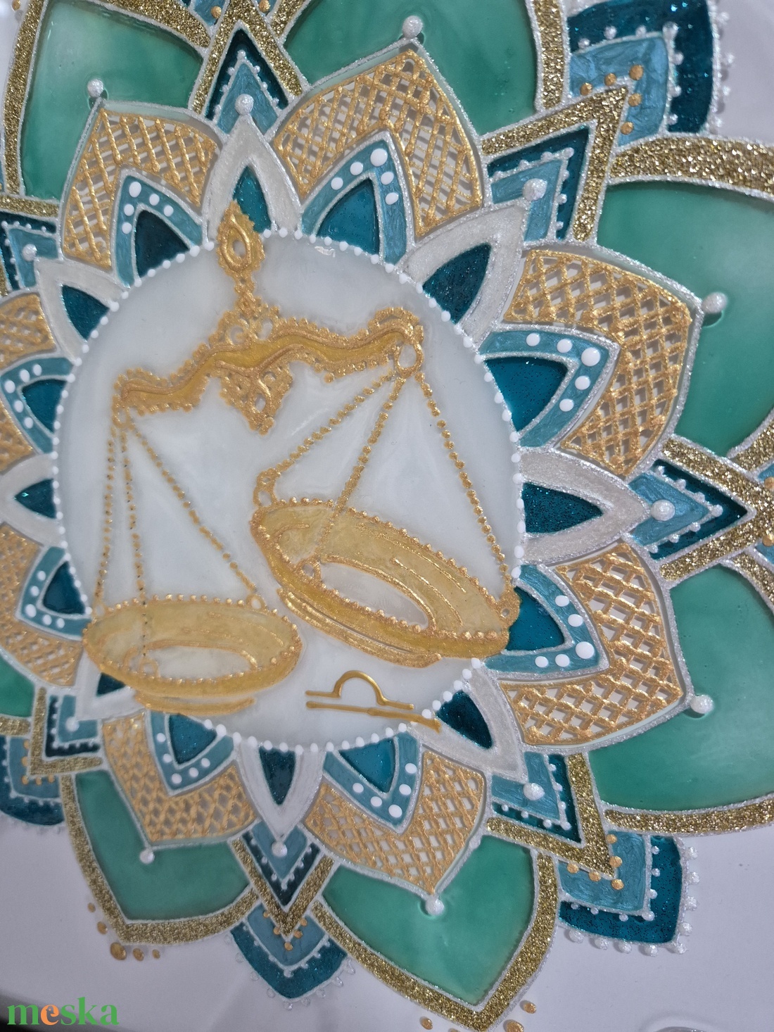 Mérleg mandala üvegfestmény - otthon & életmód - dekoráció - kép & falikép - üvegkép - Meska.hu