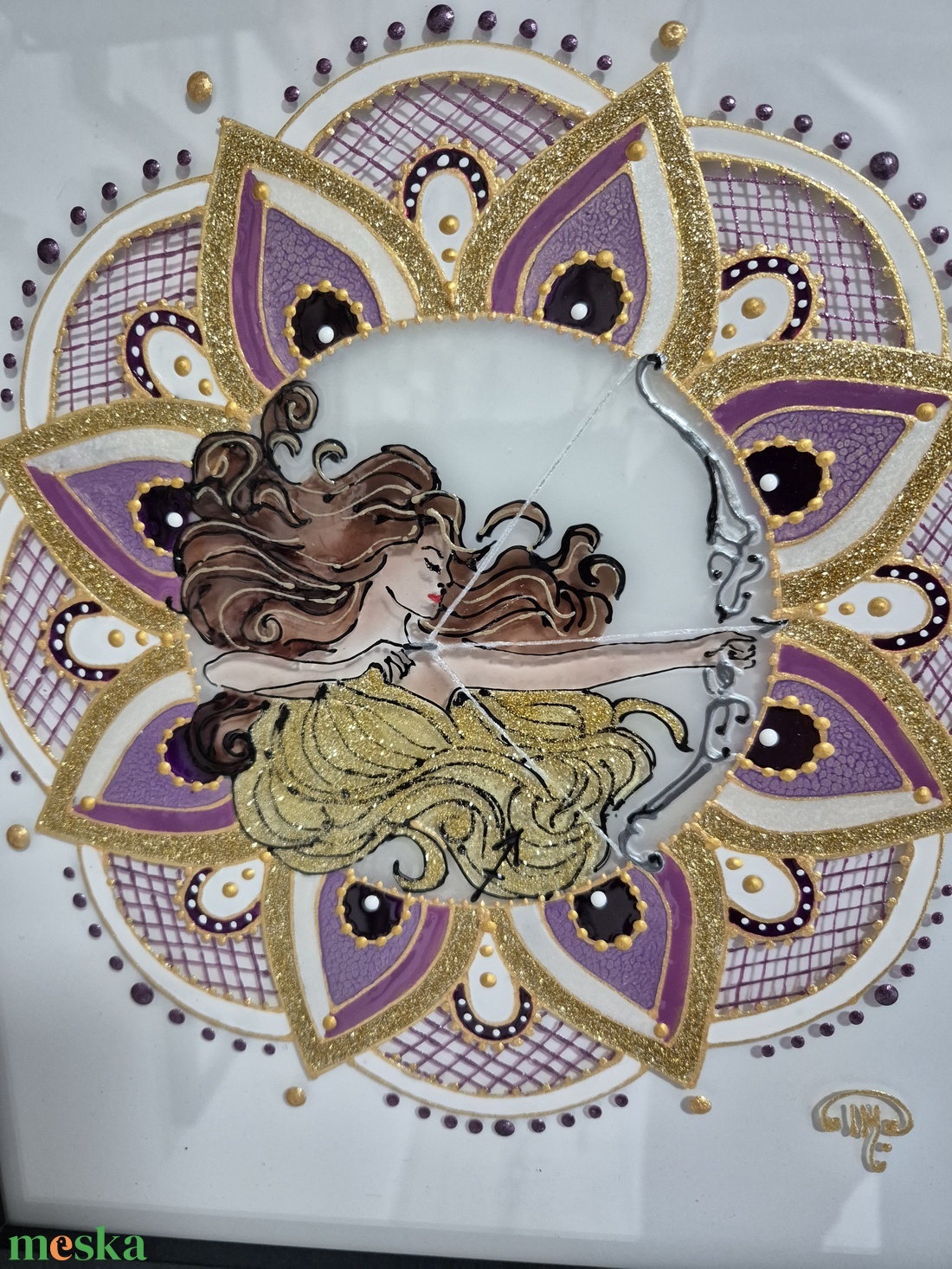 Nyilas mandala üvegfestmény - otthon & életmód - dekoráció - kép & falikép - üvegkép - Meska.hu