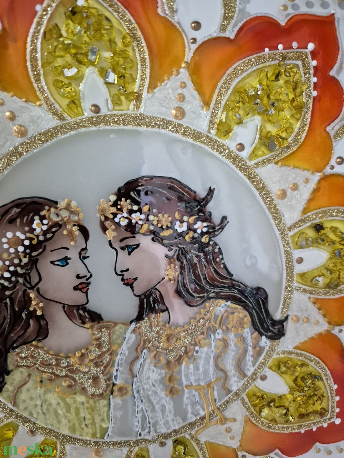 Ikrek mandala üvegfestmény - otthon & életmód - dekoráció - kép & falikép - üvegkép - Meska.hu