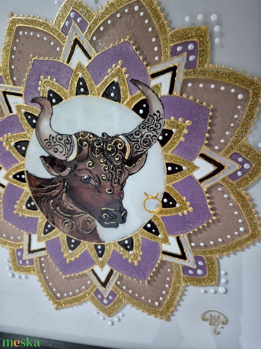 Bikás mandala üvegfestmény - otthon & életmód - dekoráció - kép & falikép - üvegkép - Meska.hu