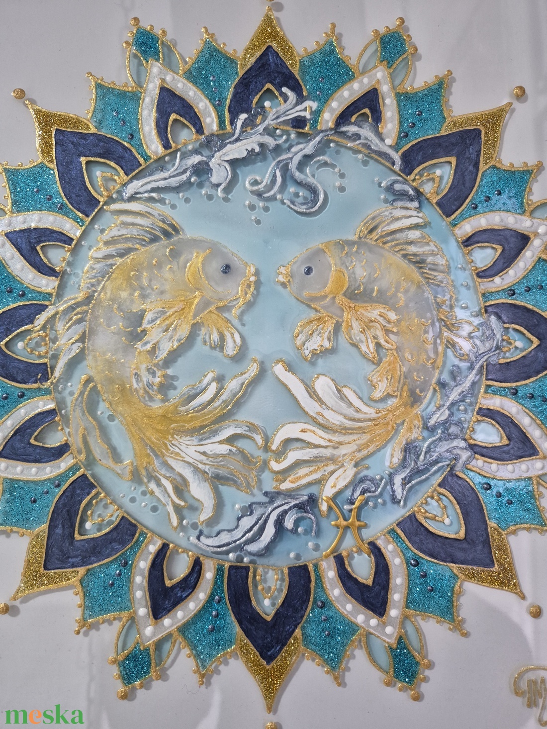 Halak mandalás üvegfestmény - otthon & életmód - dekoráció - kép & falikép - üvegkép - Meska.hu