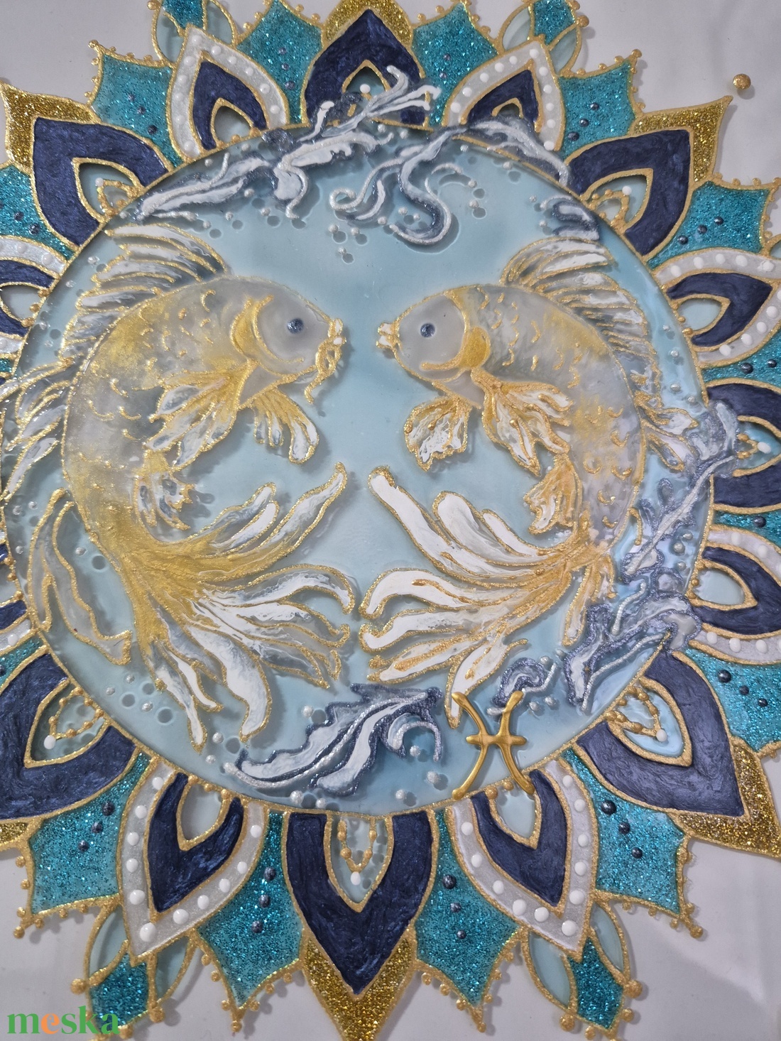 Halak mandalás üvegfestmény - otthon & életmód - dekoráció - kép & falikép - üvegkép - Meska.hu