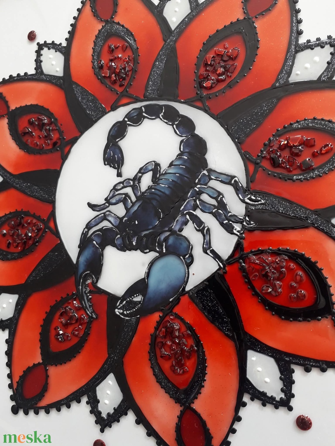 Skorpiós mandala üvegfestmény - otthon & életmód - dekoráció - kép & falikép - üvegkép - Meska.hu