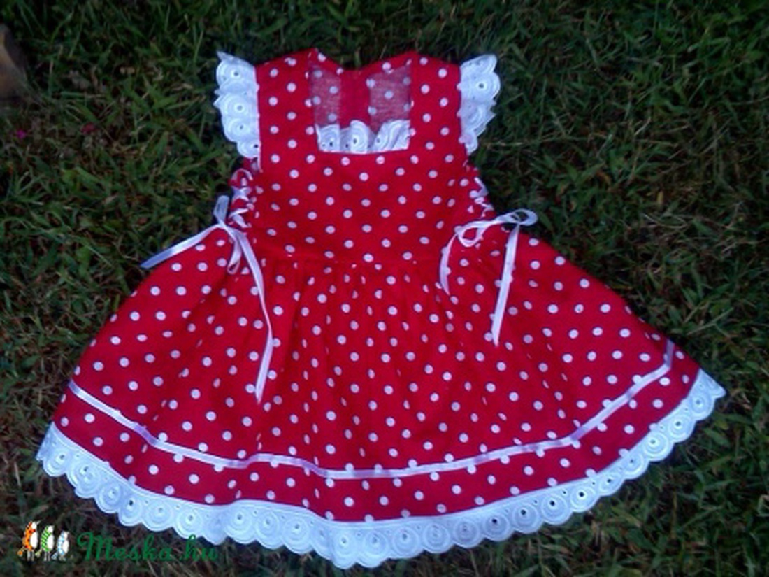 Piros pöttyös lányka ruha -  - Meska.hu