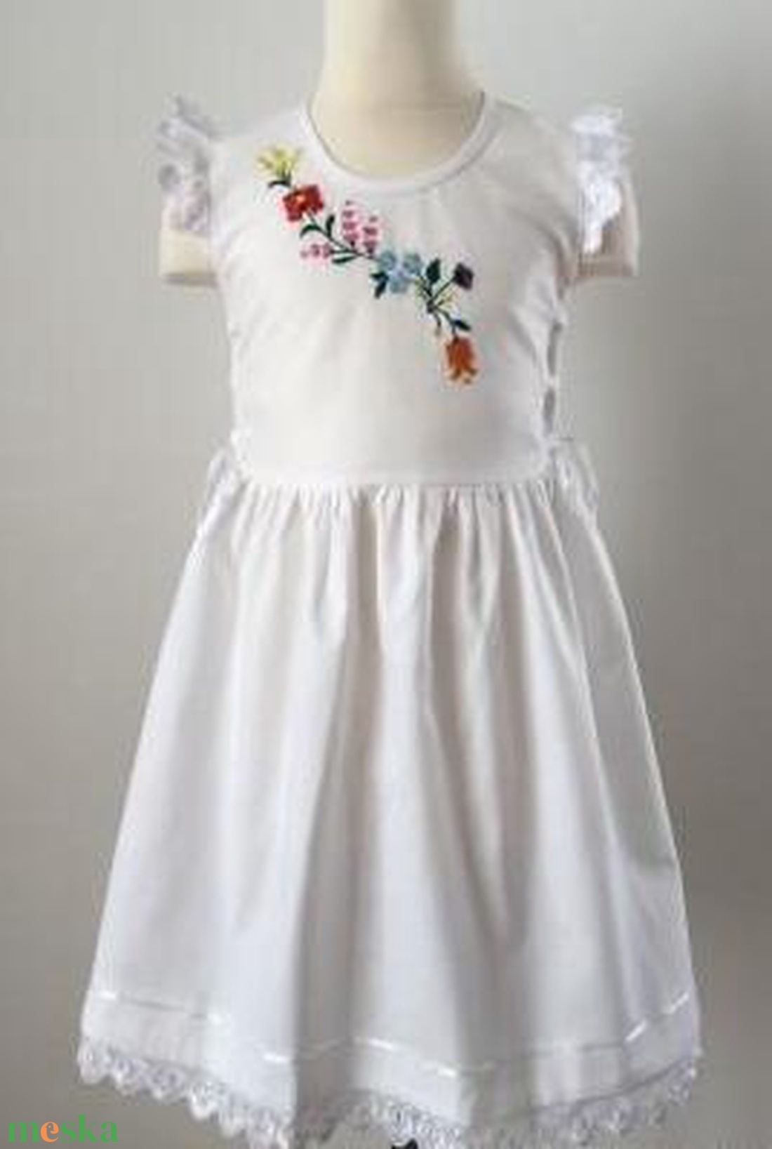 Oldalt fűzős, kalocsai hímzett lányka ruha. - ruha & divat - gyerekruha - ruha - Meska.hu