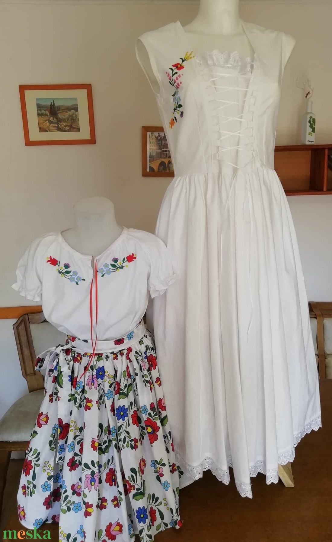 Baba mama magyaros hímzett ruha - ruha & divat - páros szett - anya-lánya szett - Meska.hu