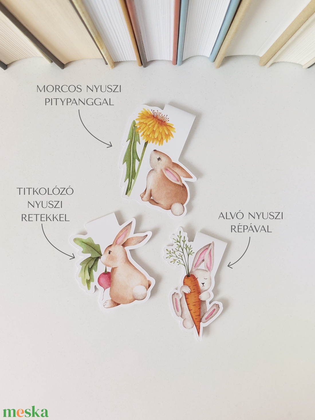 MÁGNESES KÖNYVJELZŐ - nyuszik - könyv & zene - könyvjelző - Meska.hu