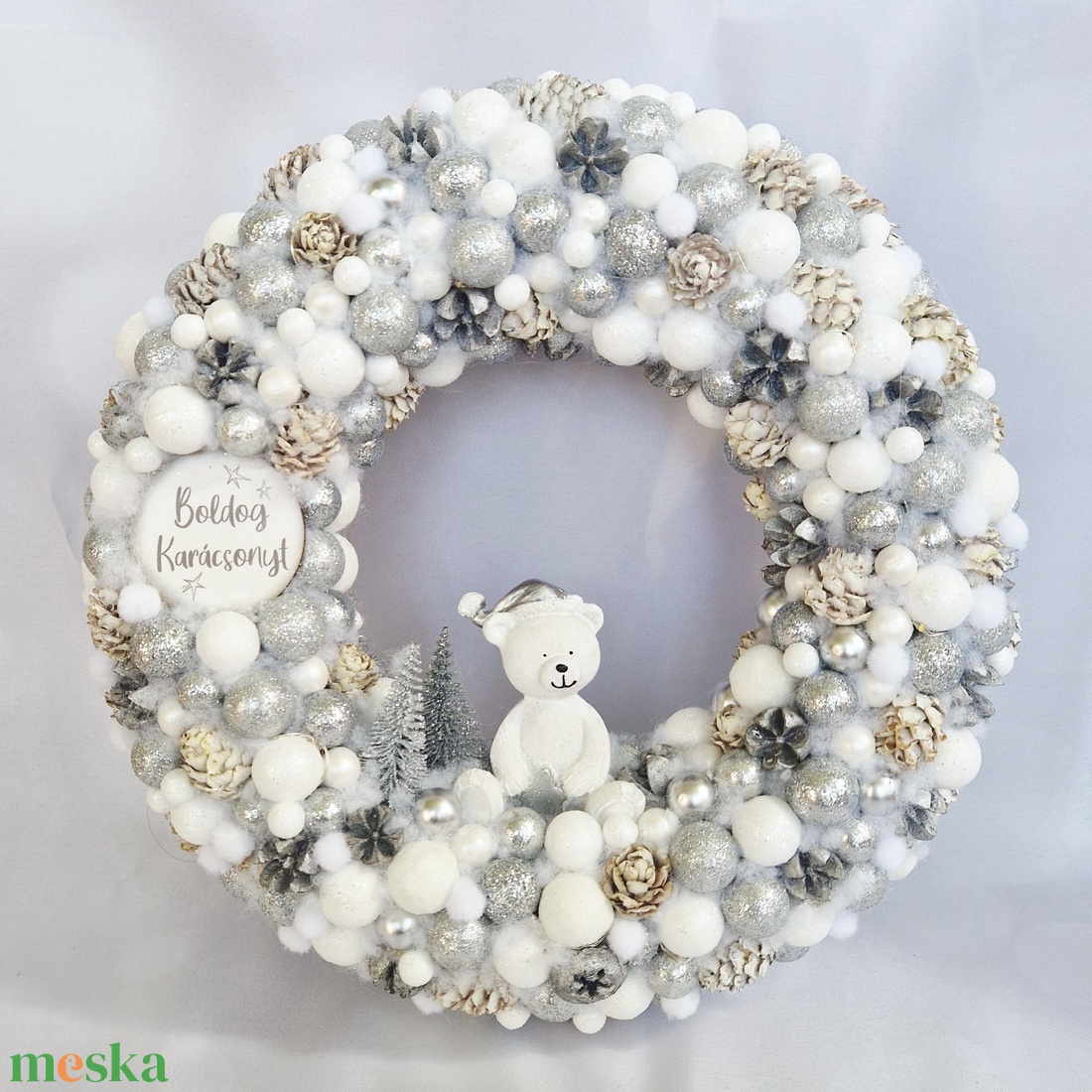 Világítós karácsonyi ajtódísz  - karácsony - karácsonyi lakásdekoráció - karácsonyi ajtódíszek - Meska.hu