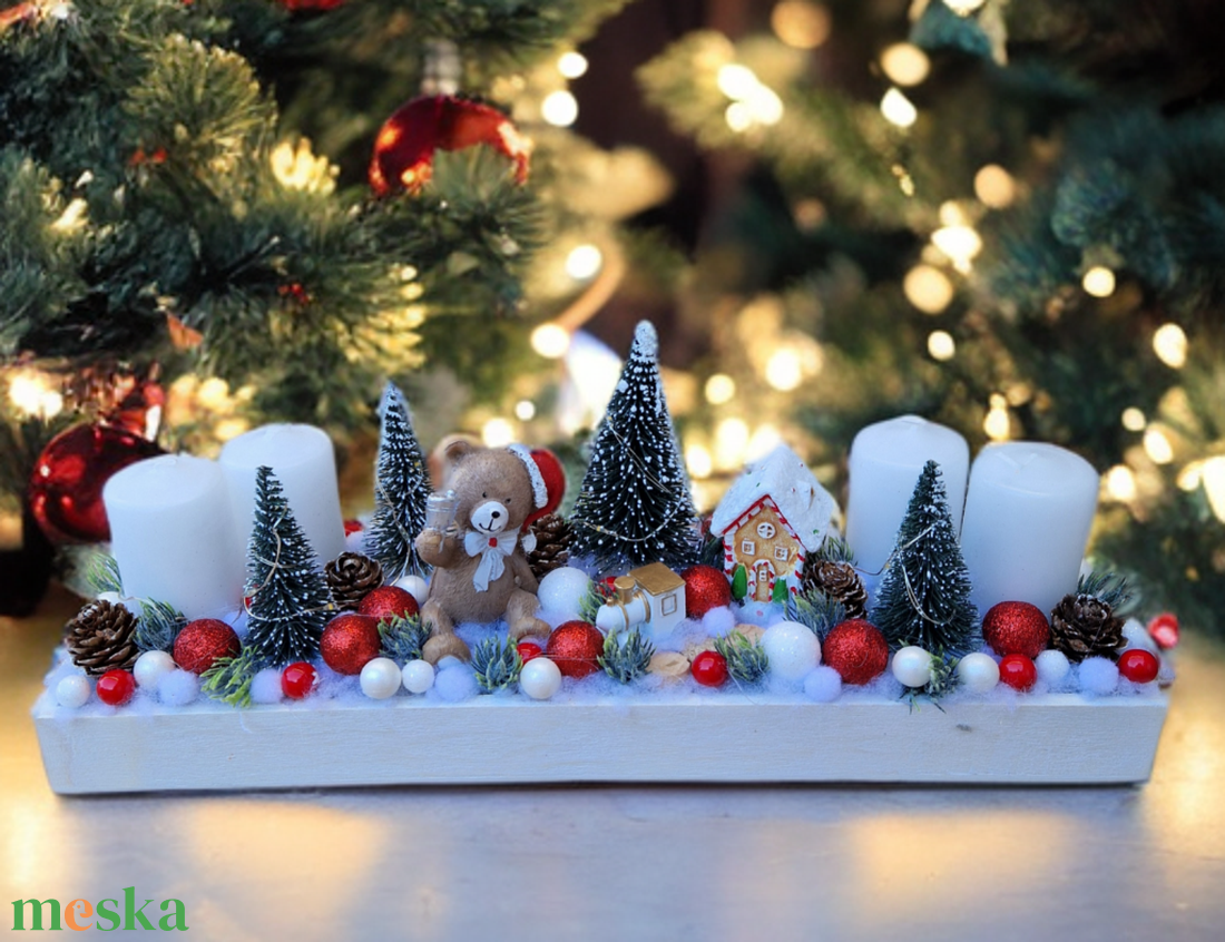 Adventi világítós asztaldísz  - karácsony - adventi díszek - adventi koszorú - Meska.hu