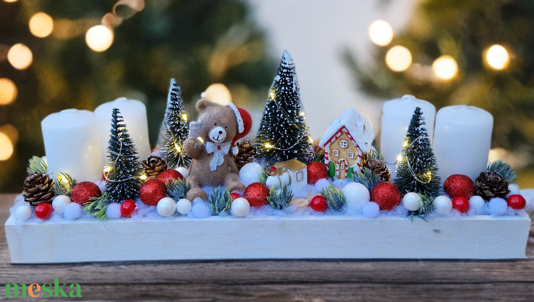 Adventi világítós asztaldísz  - karácsony - adventi díszek - adventi koszorú - Meska.hu