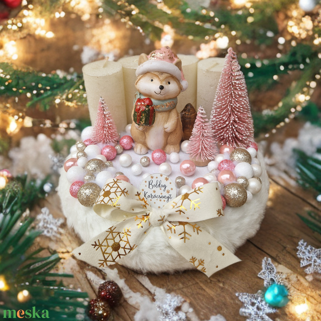 Cuki rókás adventi koszorú - karácsony - adventi díszek - adventi koszorú - Meska.hu