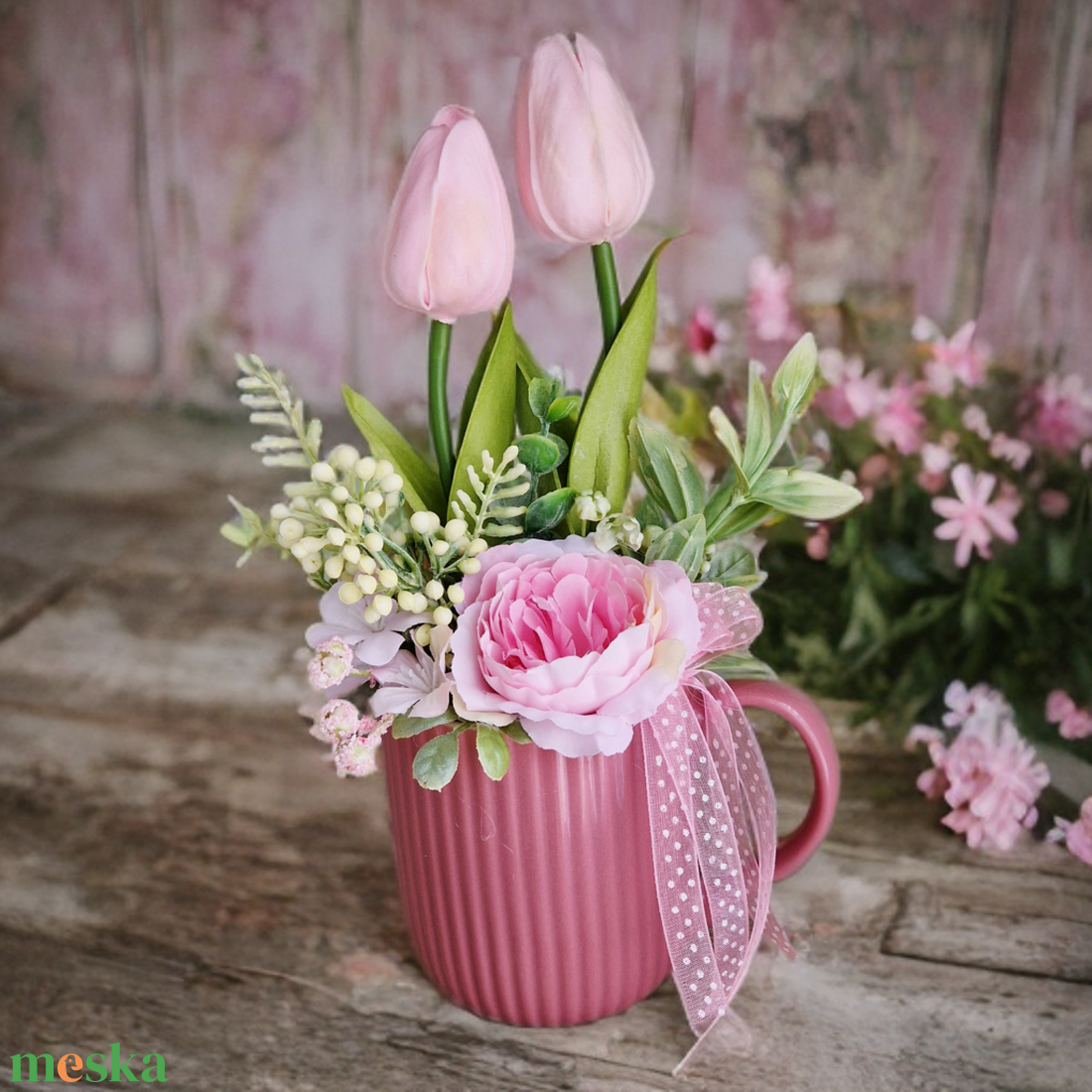 Tavaszi bögrés asztaldísz  - otthon & életmód - dekoráció - Meska.hu