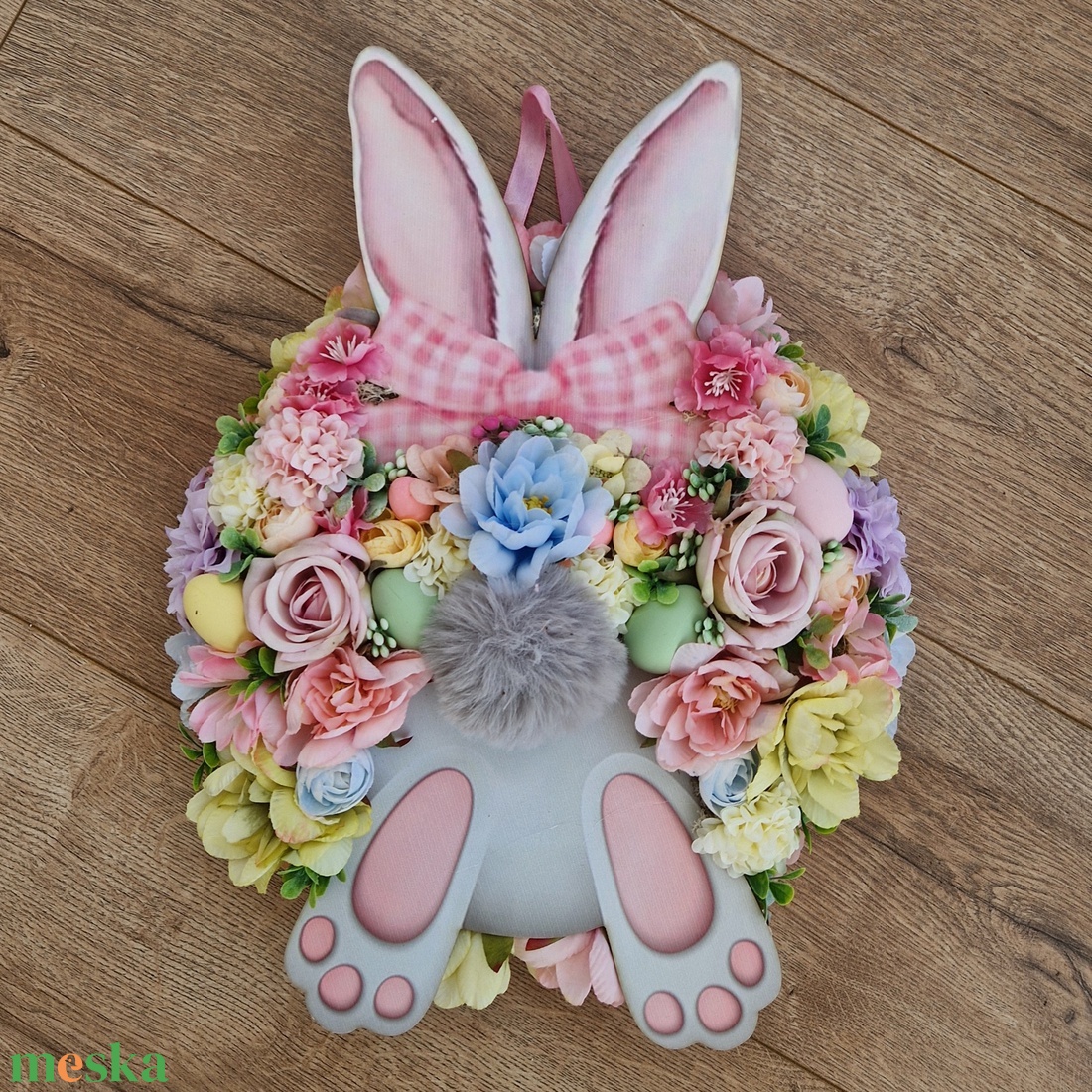 Nyuszis húsvéti ajtódísz - ünnepi díszek, dekorációk - húsvéti díszek és dekorációk - húsvéti ajtódísz, kopogtató - Meska.hu