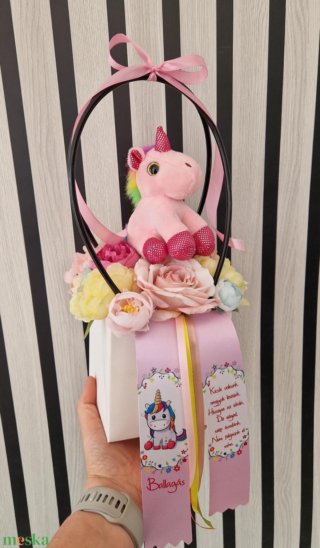 Ovis unikornisos táska ballagásra - otthon & életmód - virágdekoráció - virágok - virágcsokor - Meska.hu