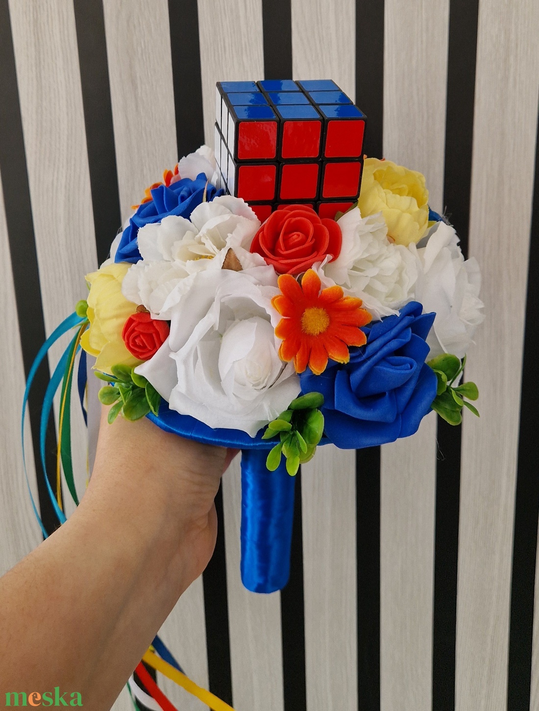 Rubik kockás ballagási csokor - otthon & életmód - virágdekoráció - virágok - virágcsokor - Meska.hu