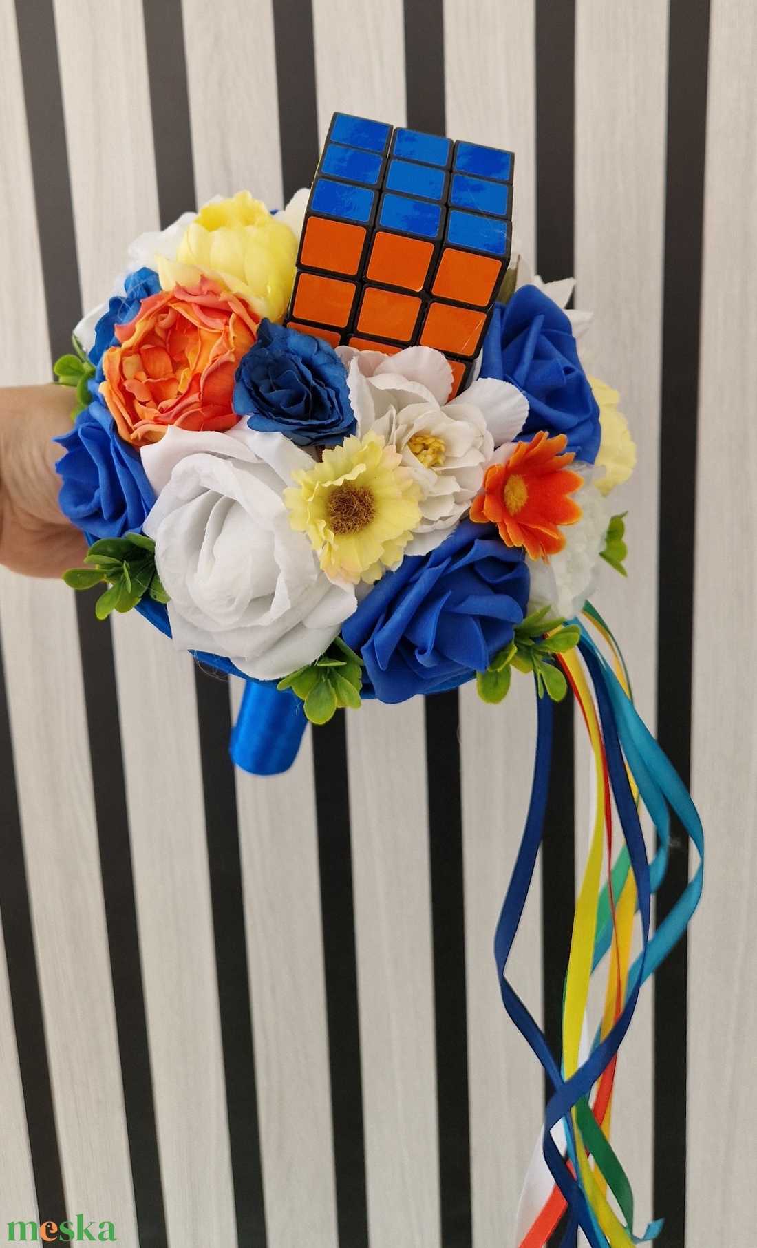 Rubik kockás ballagási csokor - otthon & életmód - virágdekoráció - virágok - virágcsokor - Meska.hu