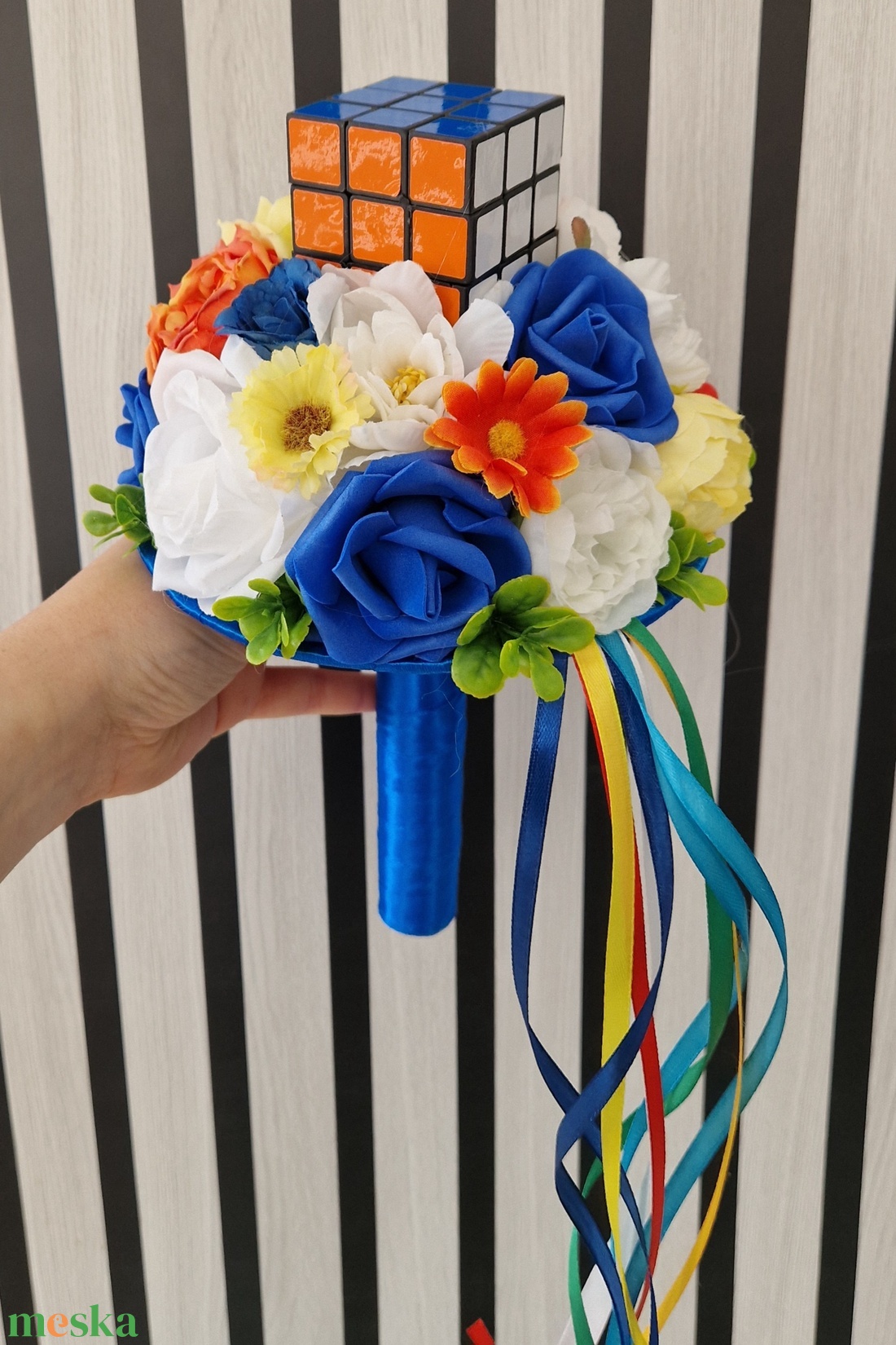 Rubik kockás ballagási csokor - otthon & életmód - virágdekoráció - virágok - virágcsokor - Meska.hu