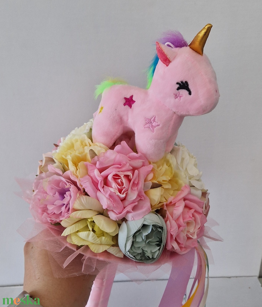 Ovis unikornisos ballagási csokor - otthon & életmód - virágdekoráció - virágok - virágcsokor - Meska.hu