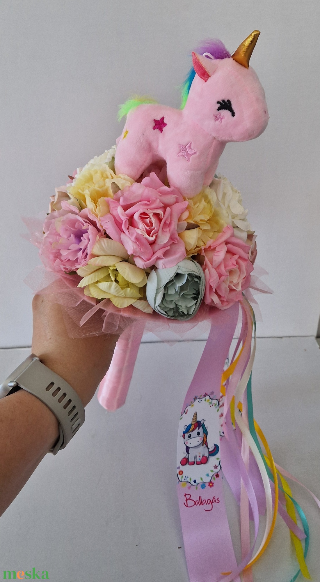 Ovis unikornisos ballagási csokor - otthon & életmód - virágdekoráció - virágok - virágcsokor - Meska.hu