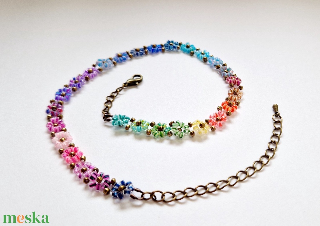 Színátmenetes tavaszi nyaklánc - esküvő - ékszer - nyaklánc - Meska.hu