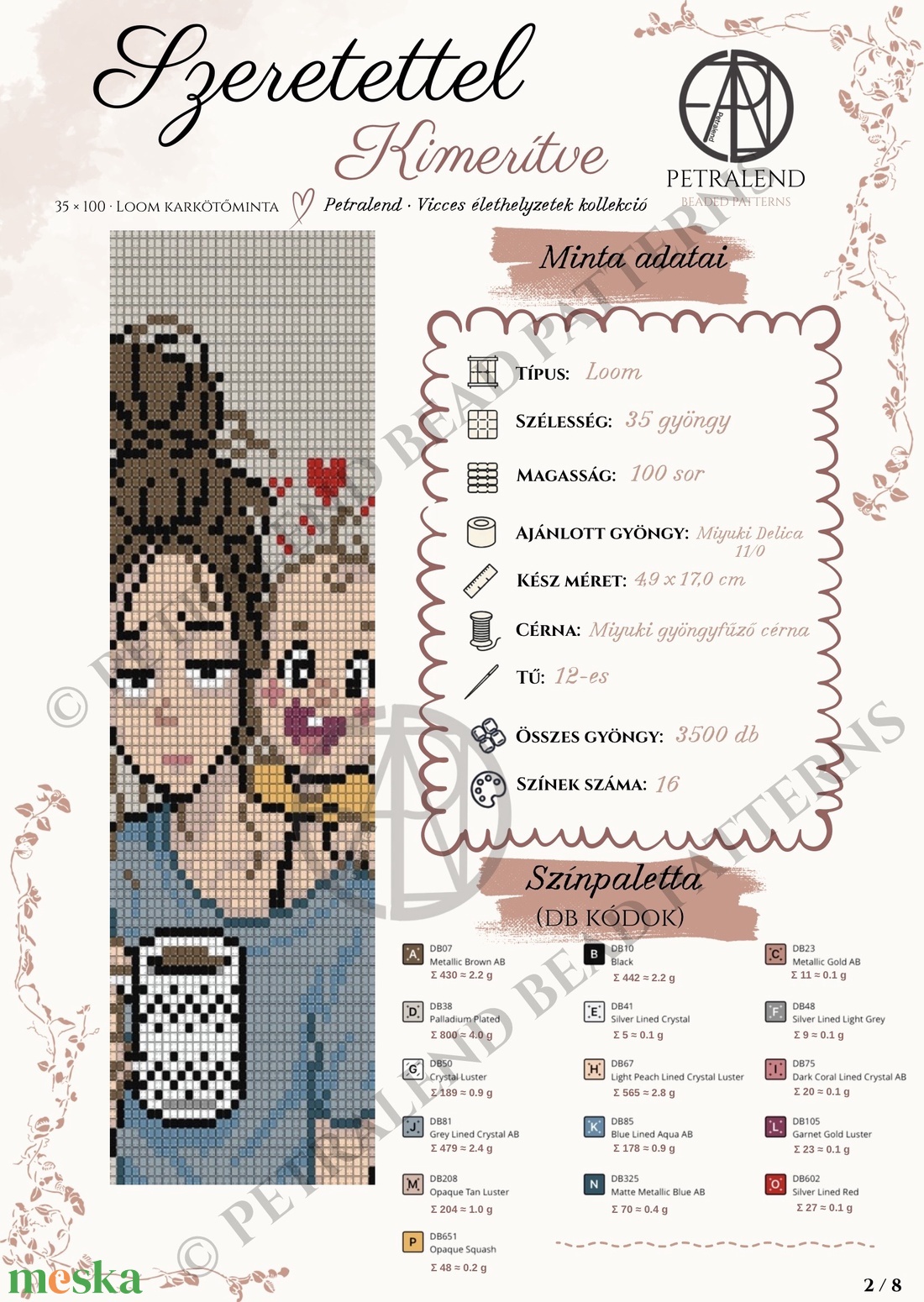 Szeretettel Kimerítve � Loom karkötő minta PDF, Miyuki Delica 11/0 gyöngyszövő minta, Azonnali letöltés - diy (csináld magad) - fűzésminták - Meska.hu