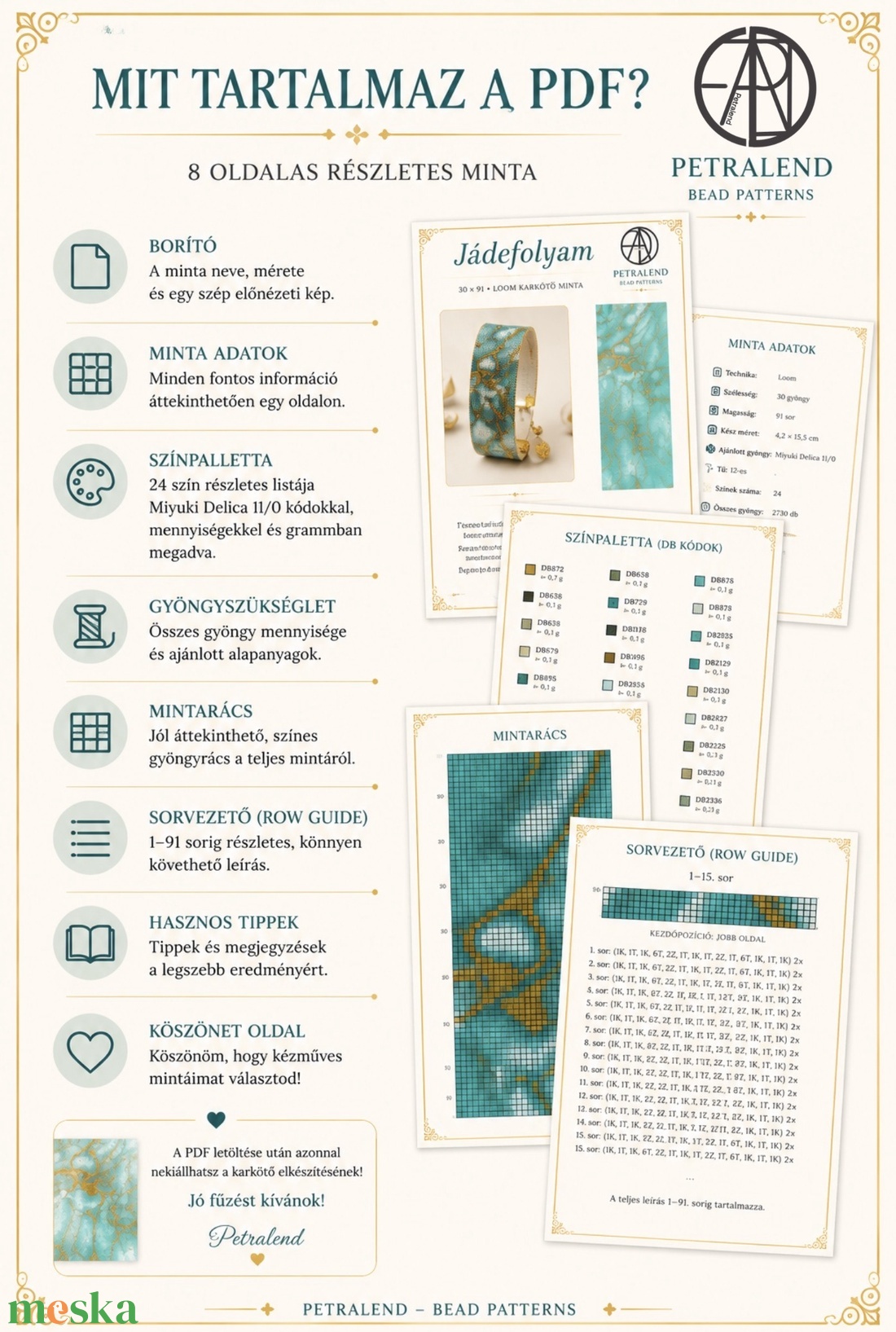 Jádefolyam � Loom karkötő minta PDF , Miyuki Delica 11/0, Digitális letöltés - diy (csináld magad) - fűzésminták - Meska.hu