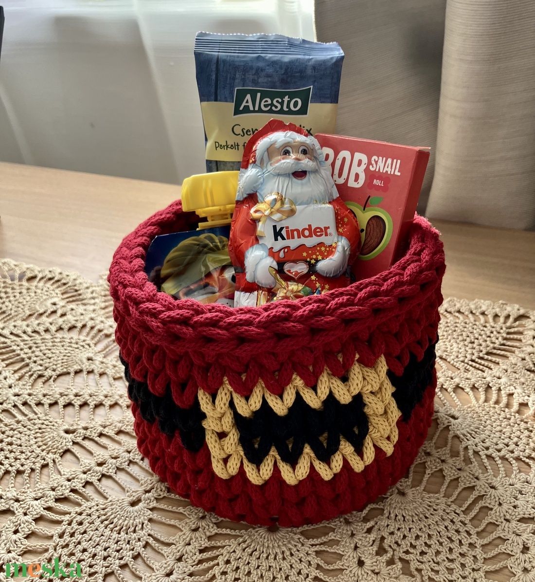 Horgolt kosár - otthon & életmód - tárolás & rendszerezés - tárolókosár - Meska.hu