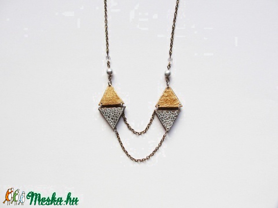 Triangles V. Giornata e Luna sorozat. kézzel festett fa, design nyaklánc. Rendelésre! -  - Meska.hu