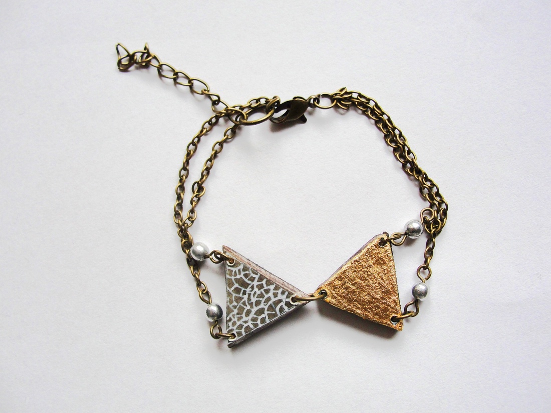 Triangles IX. Giornata e Luna sorozat. kézzel festett fa, design karkötő. Rendelésre! -  - Meska.hu