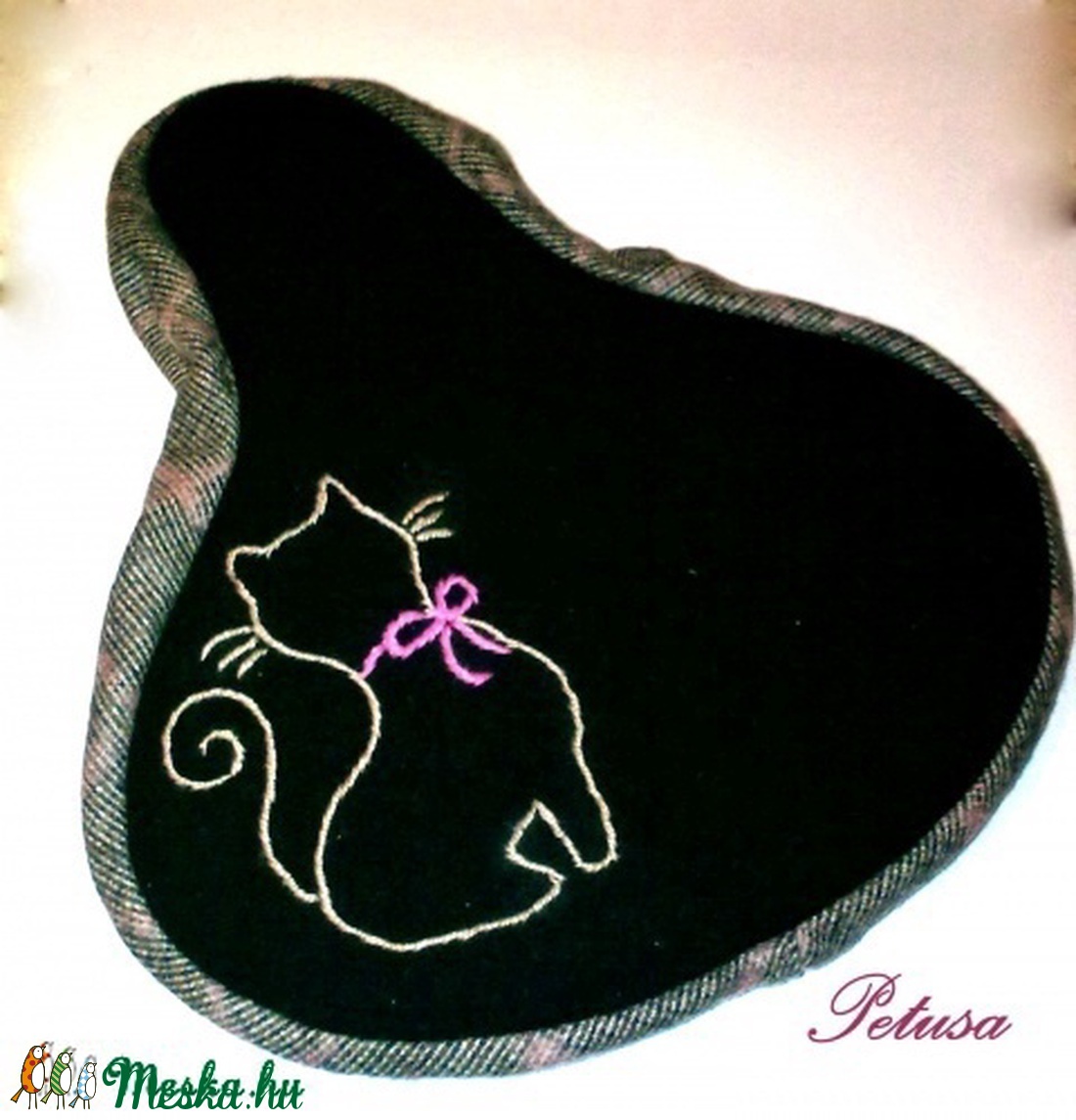 Bicikli Cica Macska, Nyeregvédő huzat, kerékpár / bicikli nyereg sapka, üléshuzat, nyereghuzat rózsaszín, cica, -  - Meska.hu