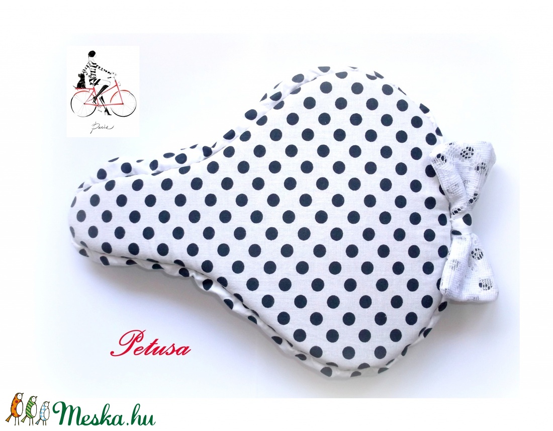 Bicikli üléshuzat ANNA RÉSZÉRE nyeregvédő kerékpár Fekete-fehér pöttyös  -  - Meska.hu